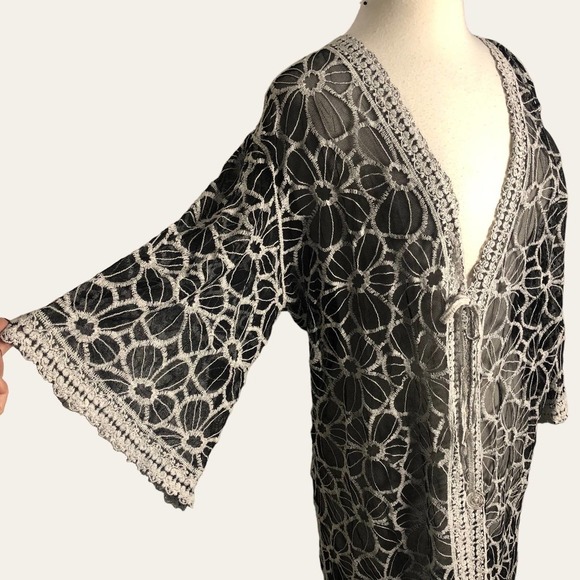 LACE floral embroidered Beach Swim Cover Up Glam Vacation Holiday - Picture 5 of 8